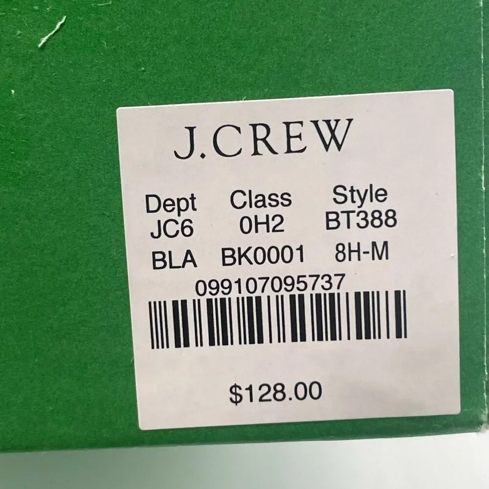 New J.Crew Womens Black Canvas‎ Espadrille Flats Shoe Sz 8.5 Preppy Minimalist